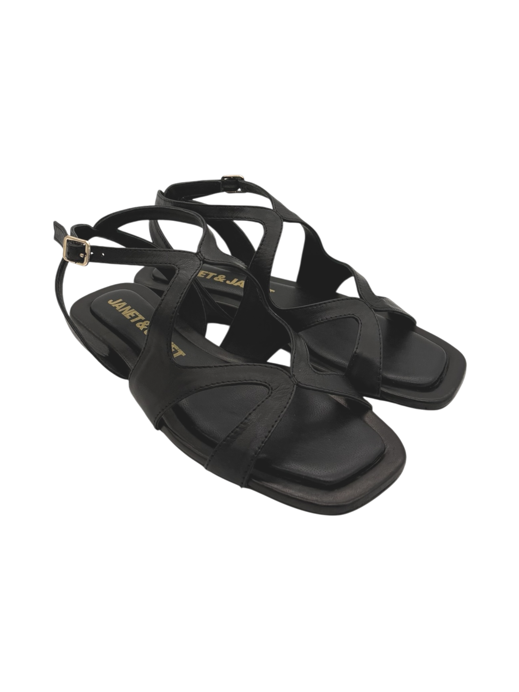 Sandalo pelle donna Janet & Janet Nero  J680
