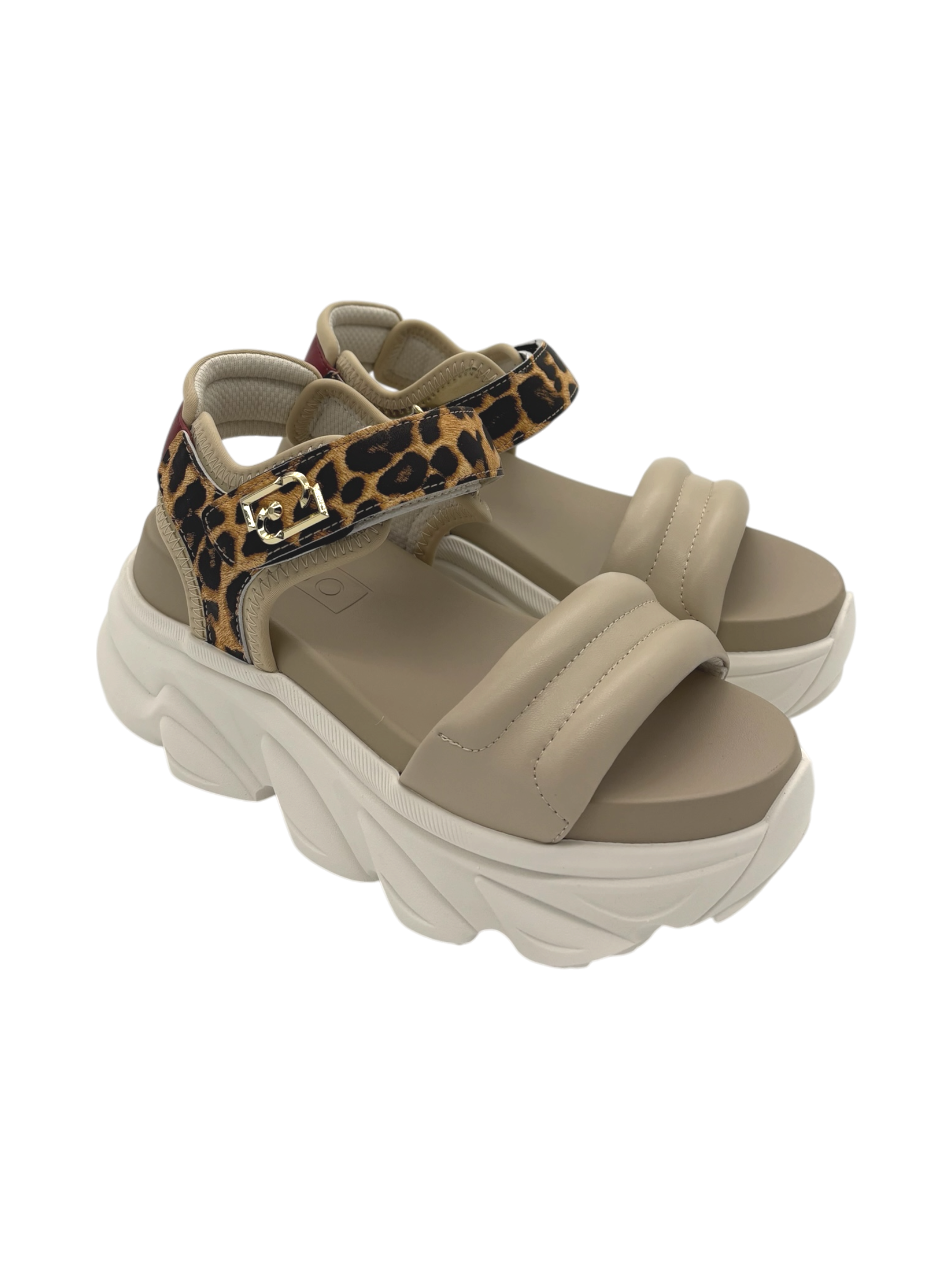 Sandalo Donna Liu Jo Steffy 01 Animalier Beige con Zeppa in Corda