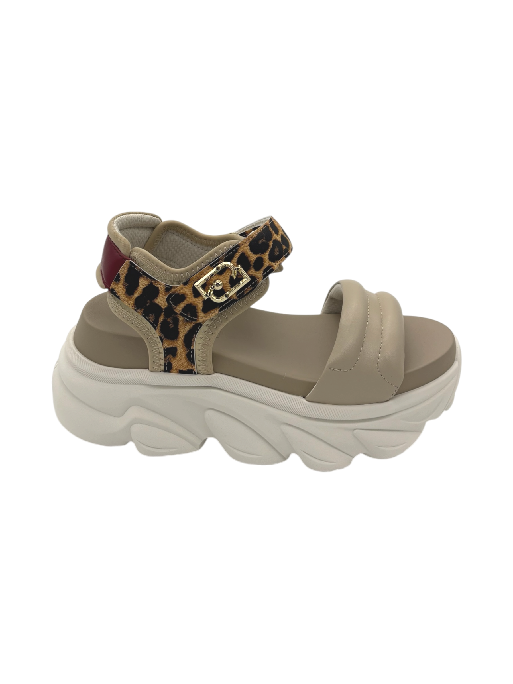 Sandalo Donna Liu Jo Steffy 01 Animalier Beige con Zeppa in Corda