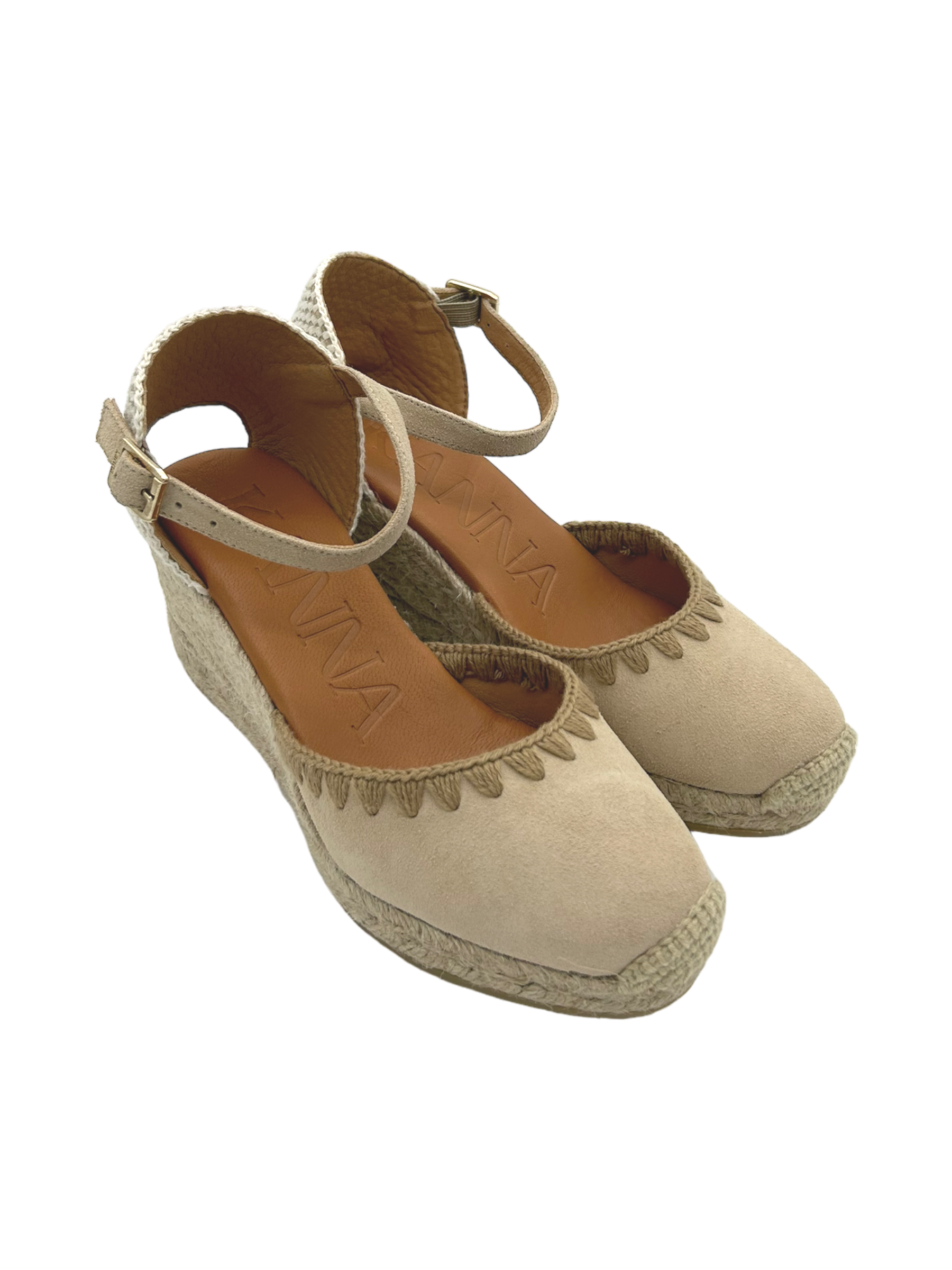 BENVADO Sandali Camoscio NATASHA SABBIA Zeppa 3cm Decollete Elastico Plantare Pelle