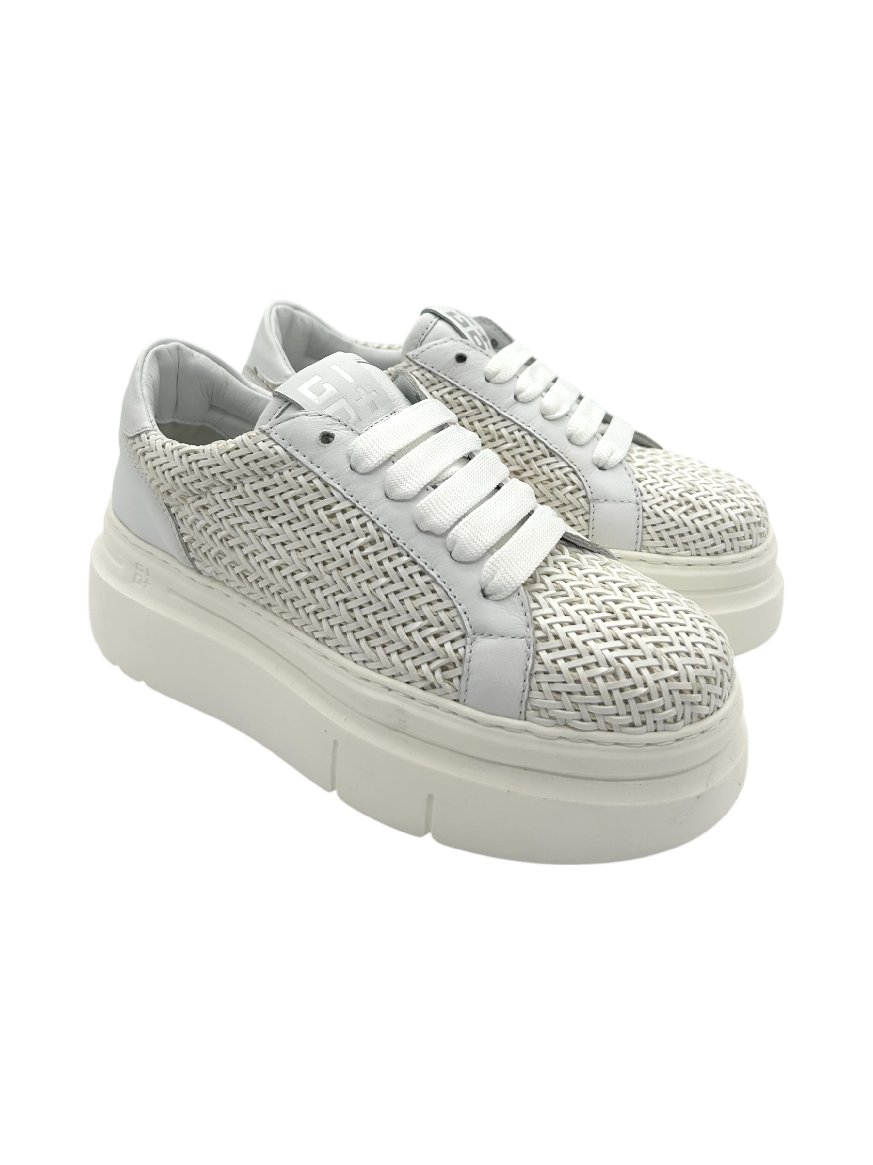 Sneakers pelle donna GIO+ Combi White intreccio   - Aria 50 A -