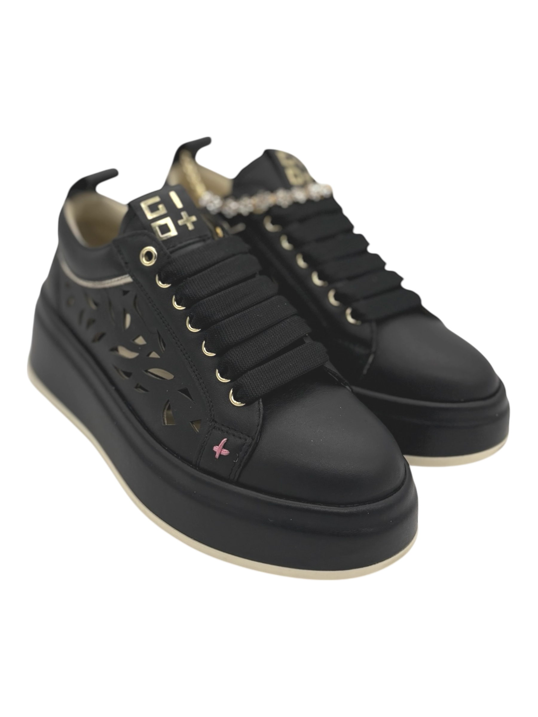 Sneakers pelle donna GIO+ Combi Laser Black -Oliva 52B -