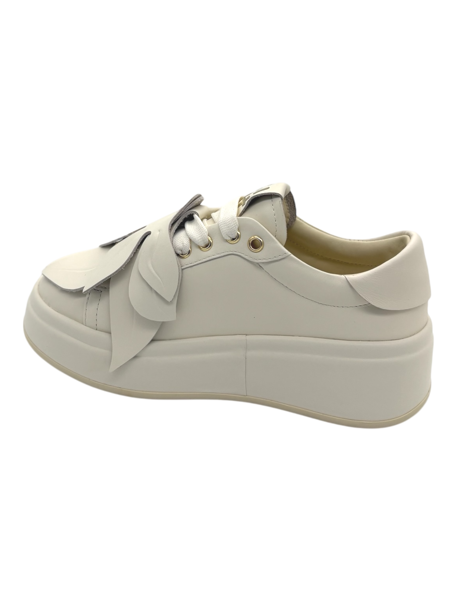Sneakers pelle donna GIO+ Combi flowers latte -Oliva 00A -