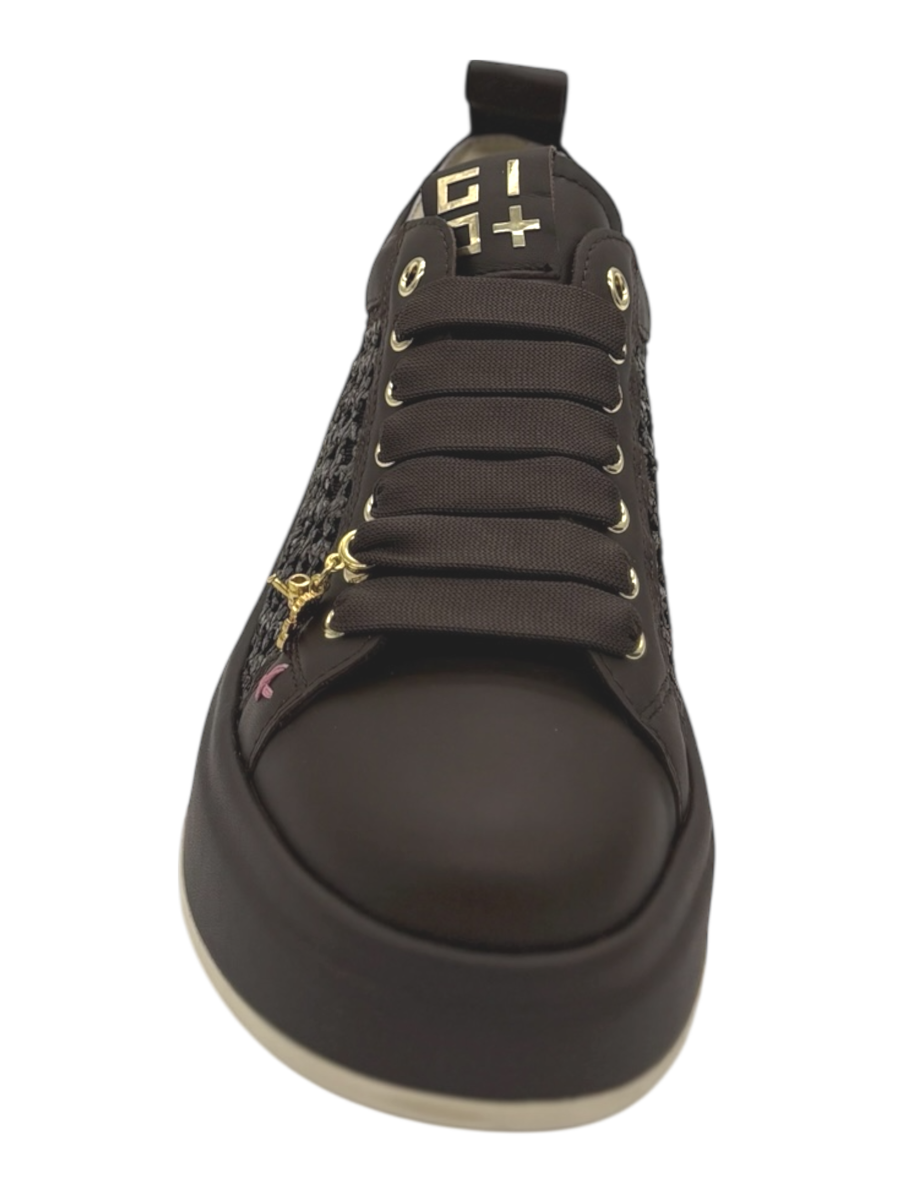 Sneakers pelle donna GIO+ Combi Raffia Moro -Oliva 50C-