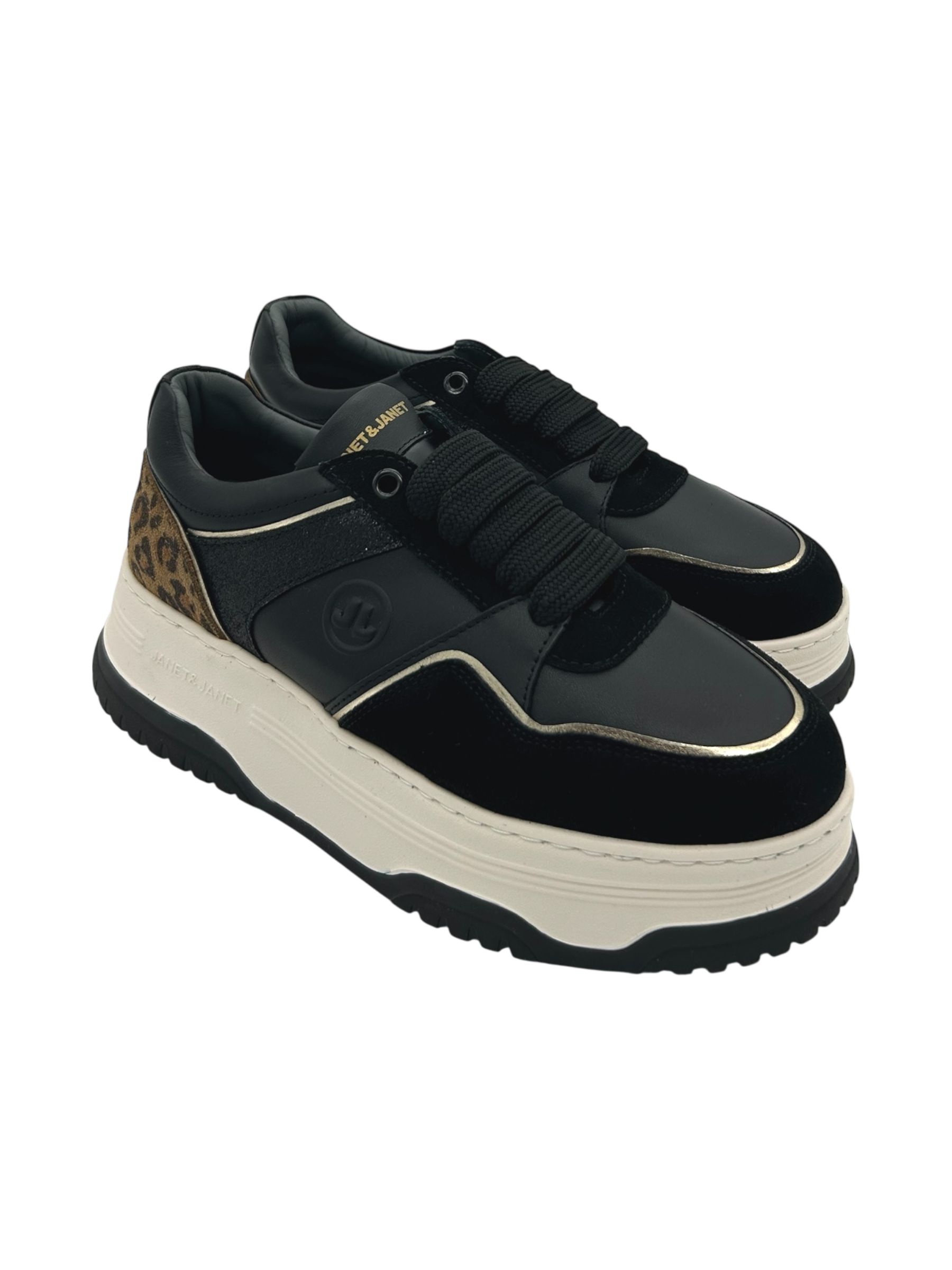 Sneakers pelle donna Janet & Janet Black -J423-