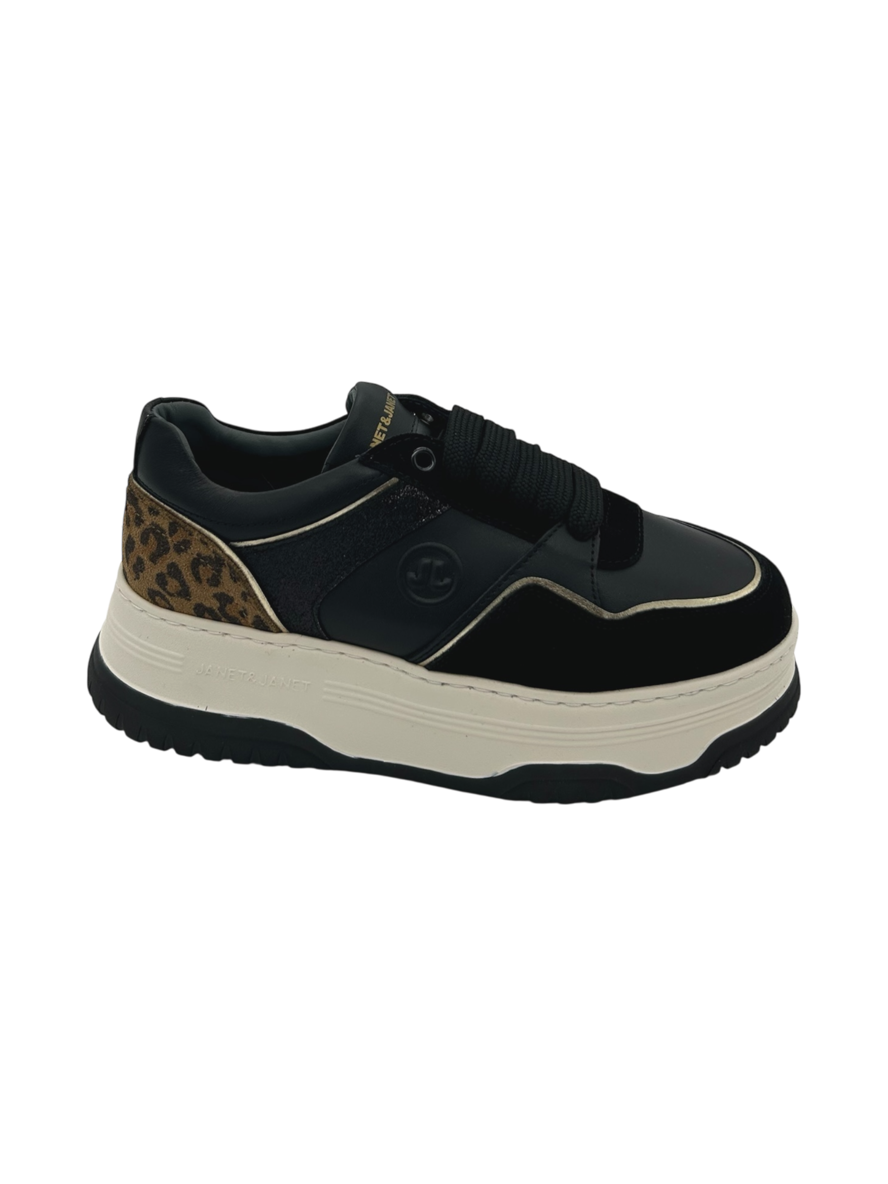 Sneakers pelle donna Janet & Janet Black -J423-