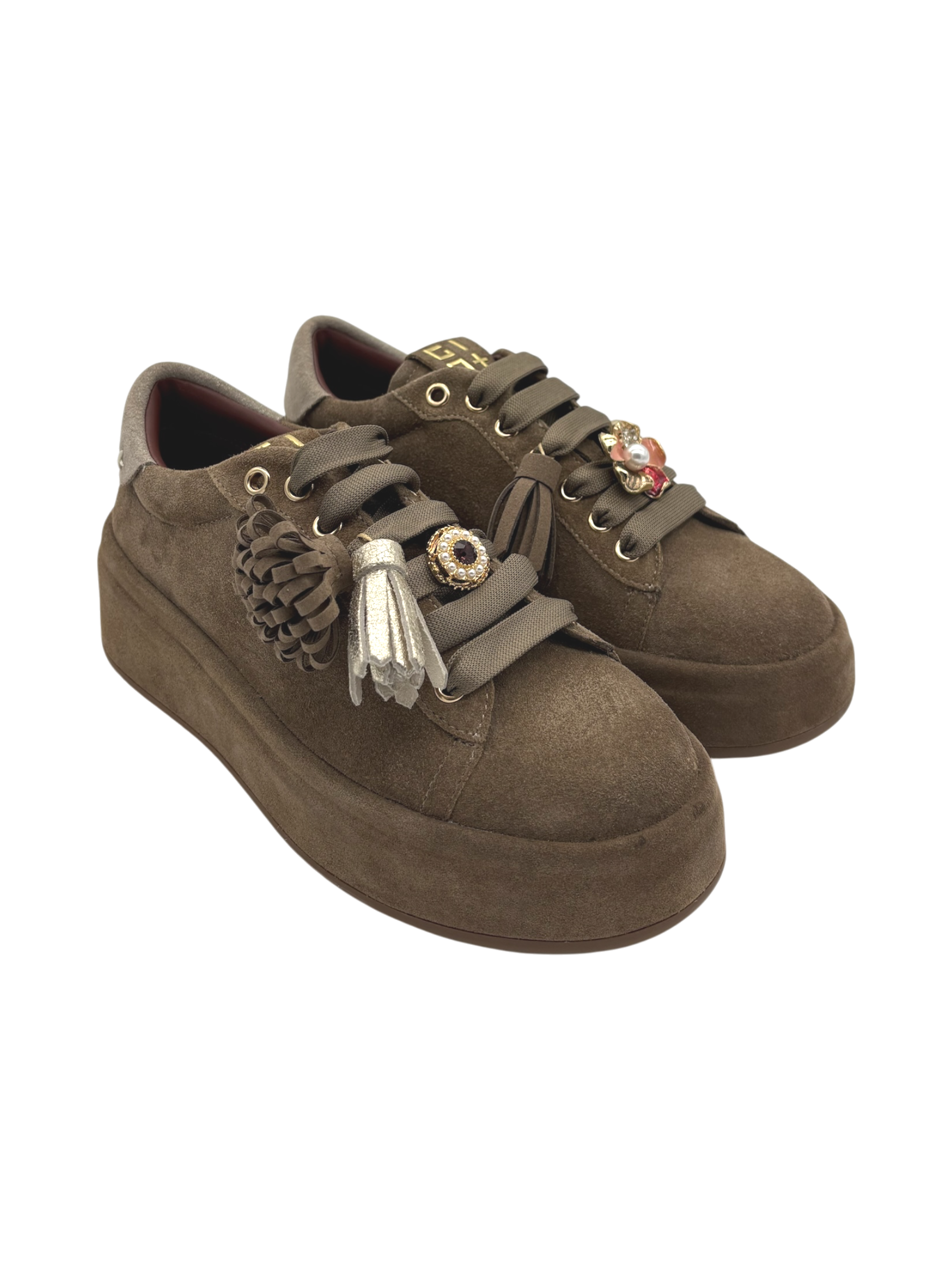 Sneakers Camoscio Donna GIO+ Combi Taupe - Oliva 150