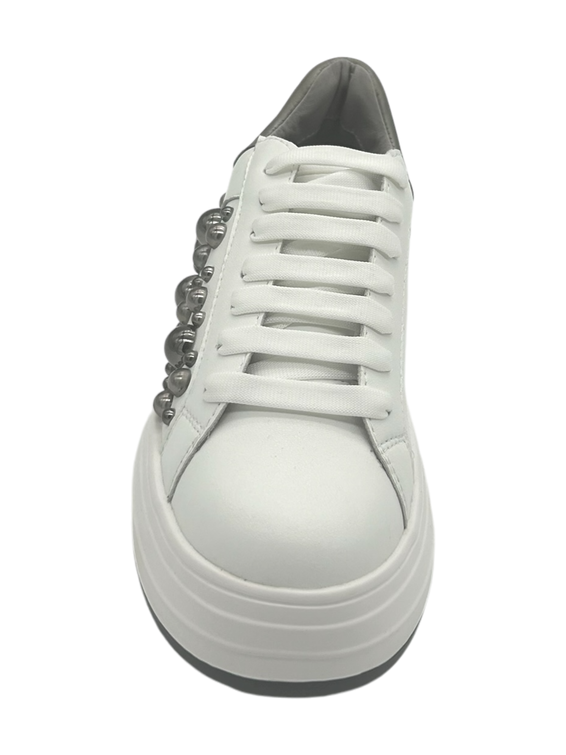 Sneakers donna Apepazza pelle borchie White - Lucrezia -