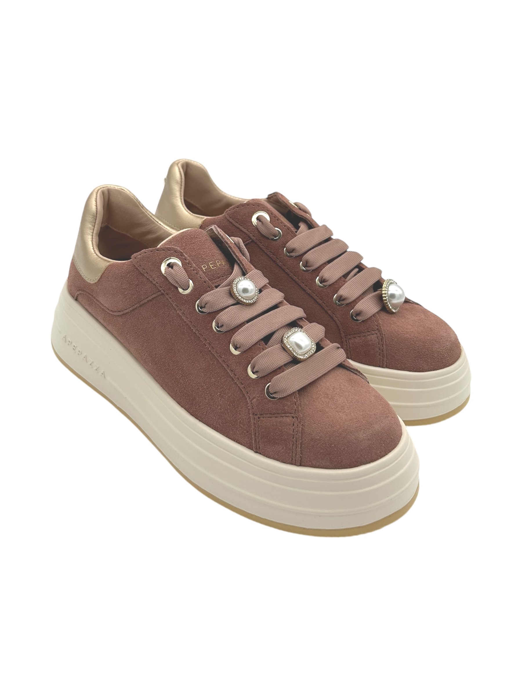 Sneakers donna Apepazza pelle scamosciata Cipria - Lucrezia -