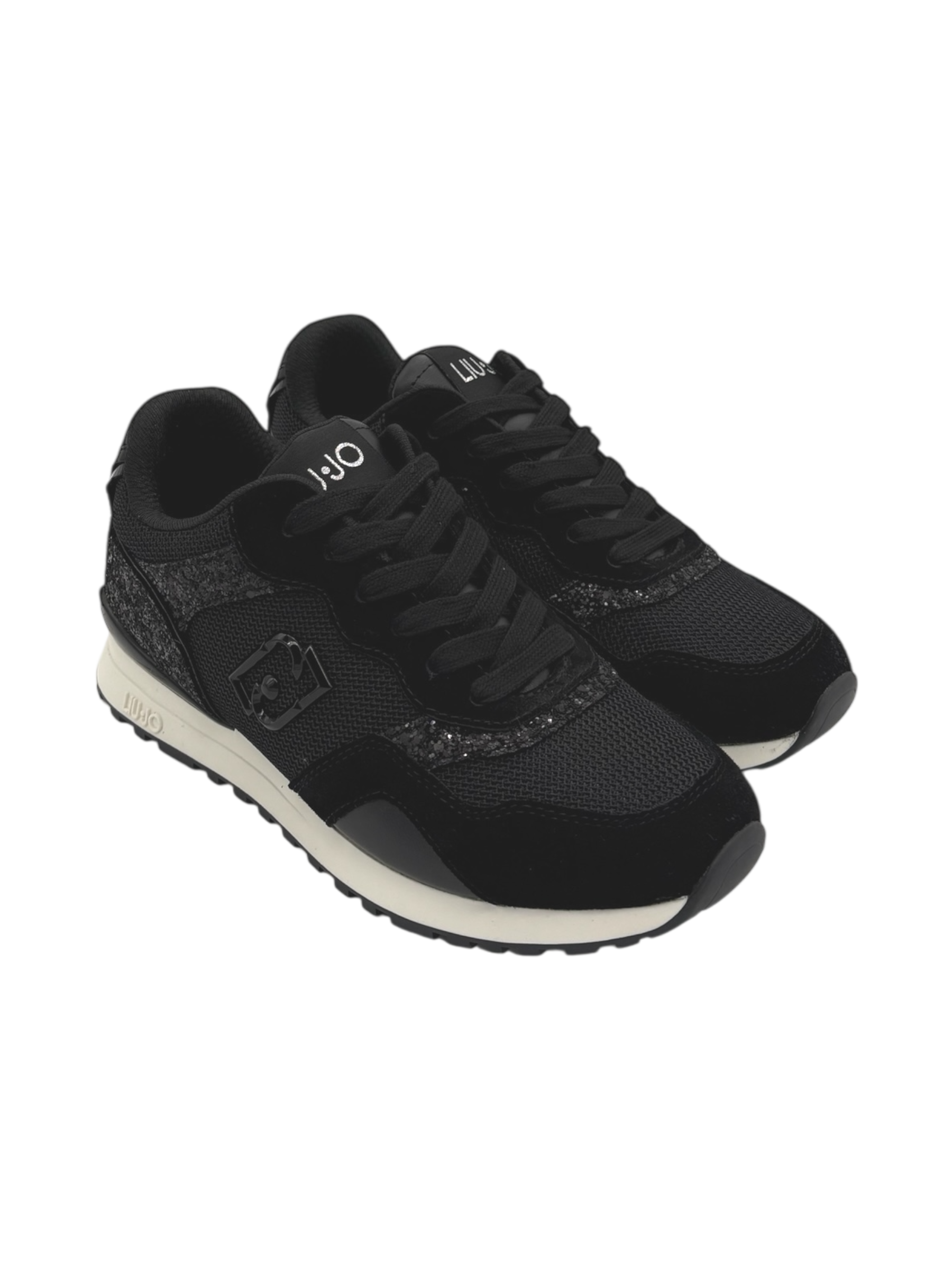 Sneakers pelle LIUJO Black Glitter - Maxi Wonder Low 02 -