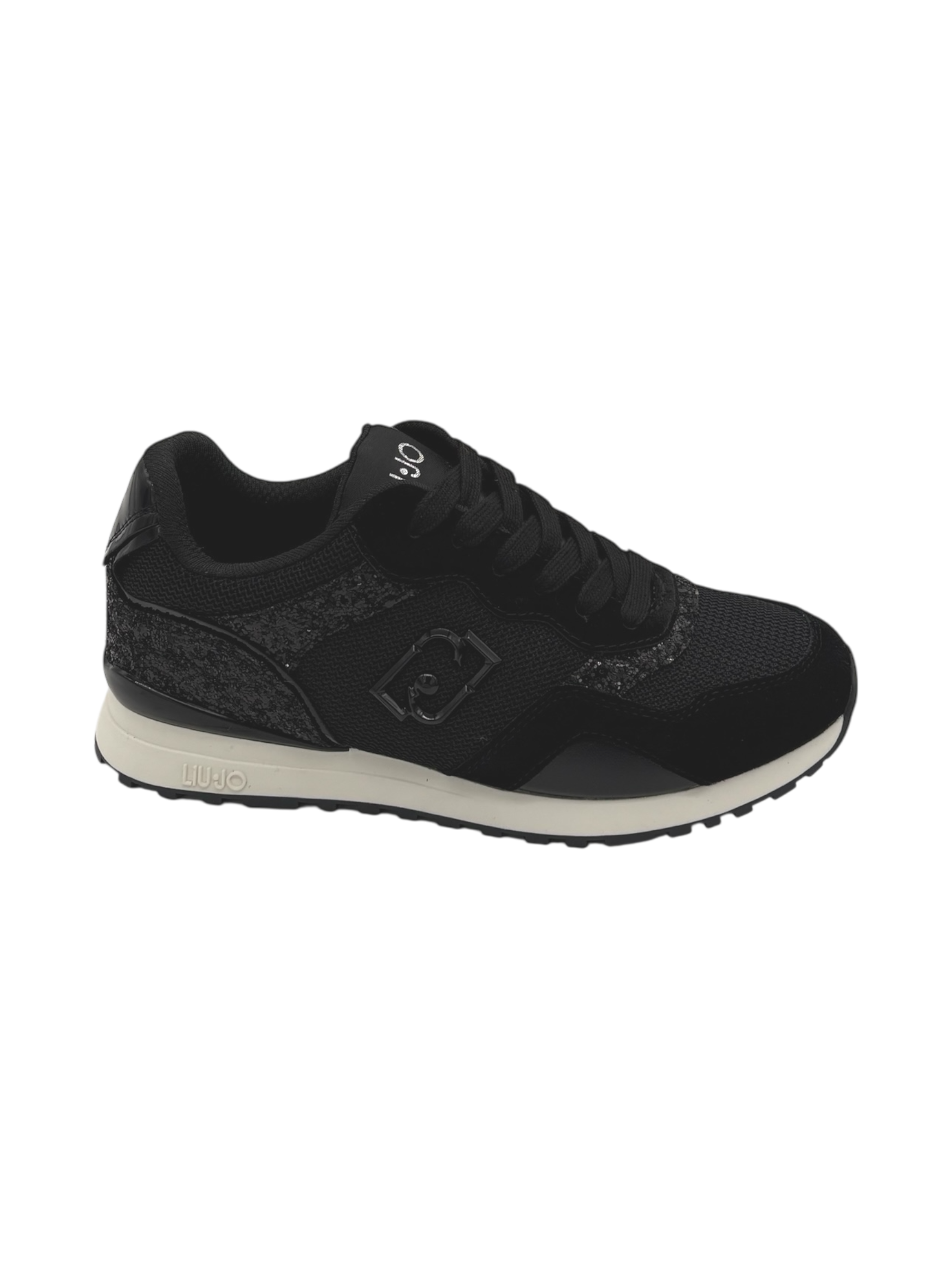 Sneakers pelle LIUJO Black Glitter - Maxi Wonder Low 02 -