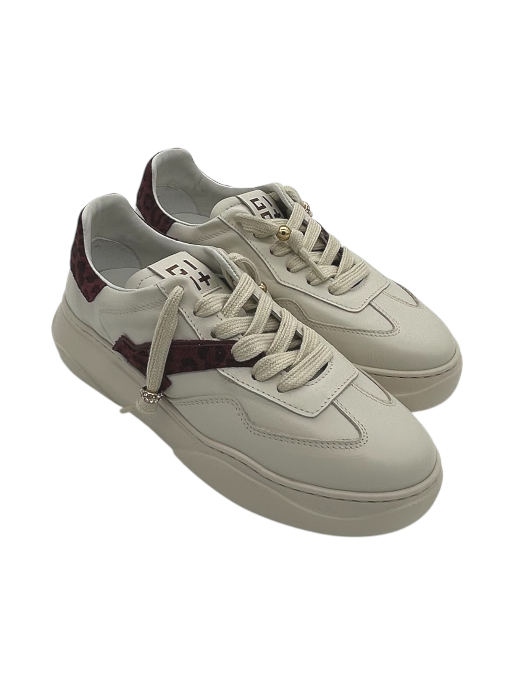 Sneakers pelle donna GIO+ Combi Latte Bordò - Giada 23 -