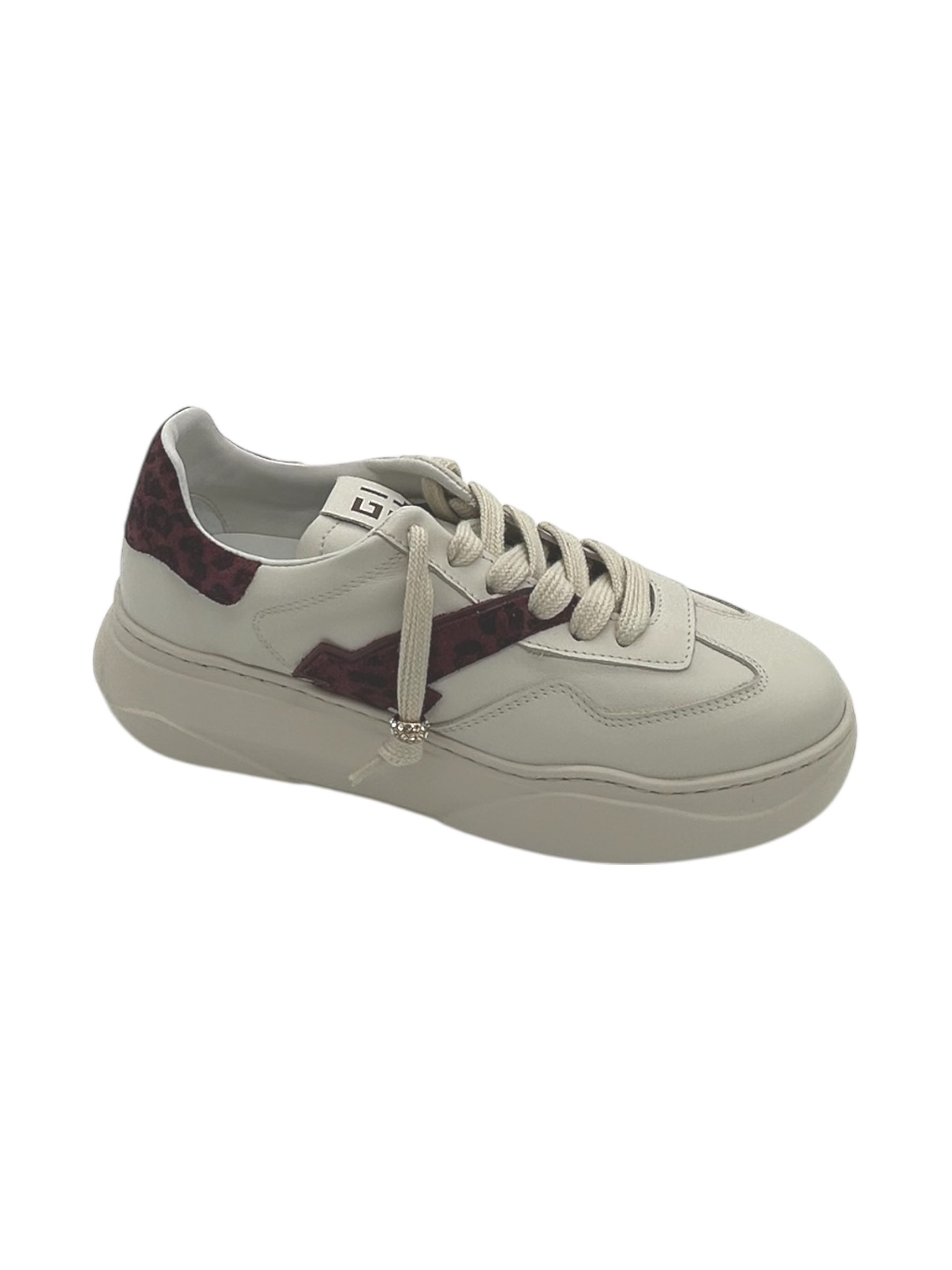 Sneakers pelle donna GIO+ Combi Latte Bordò - Giada 23 -