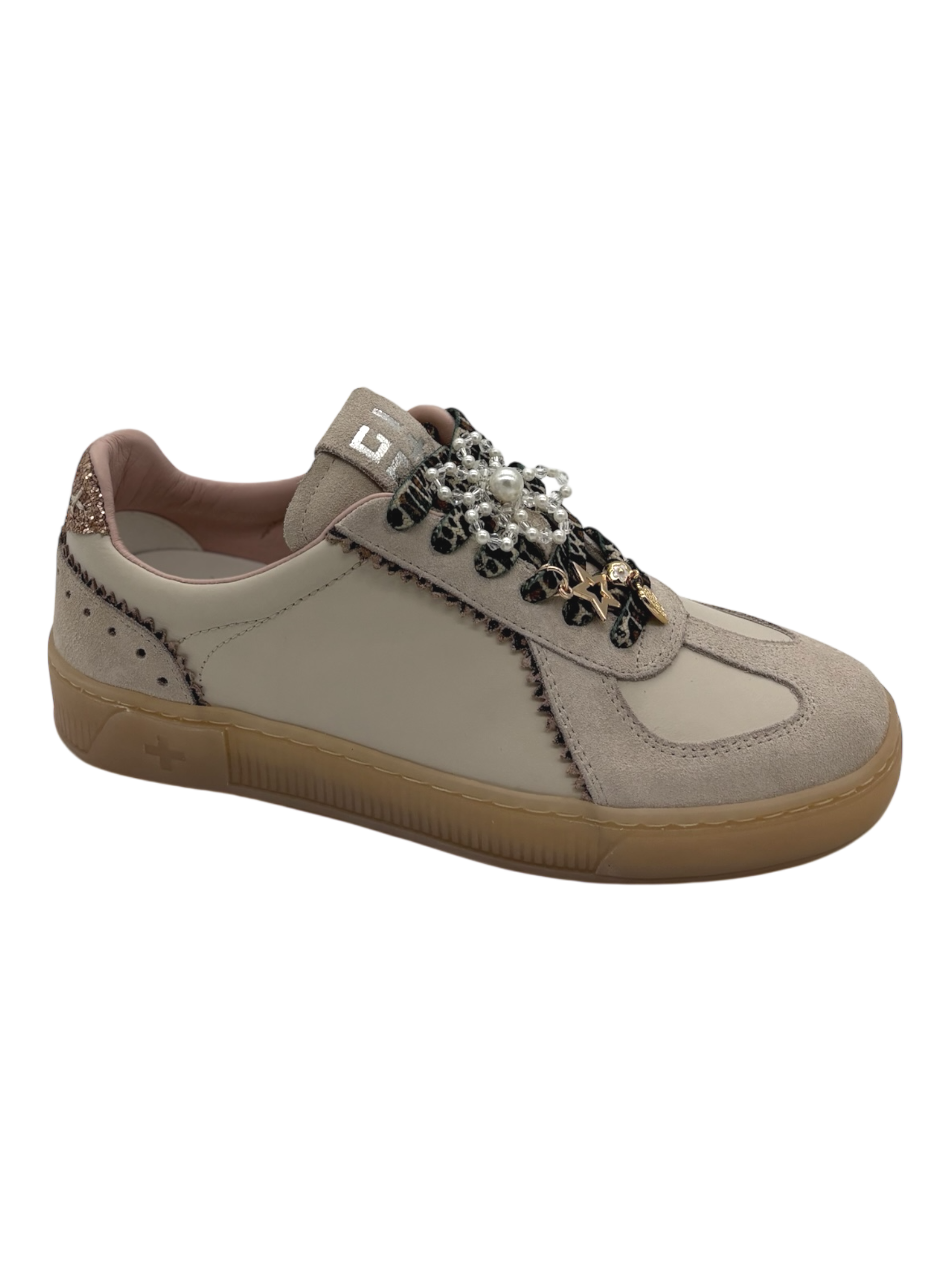 Sneakers pelle donna GIO+ Combi Leopard -Blue 1000 -