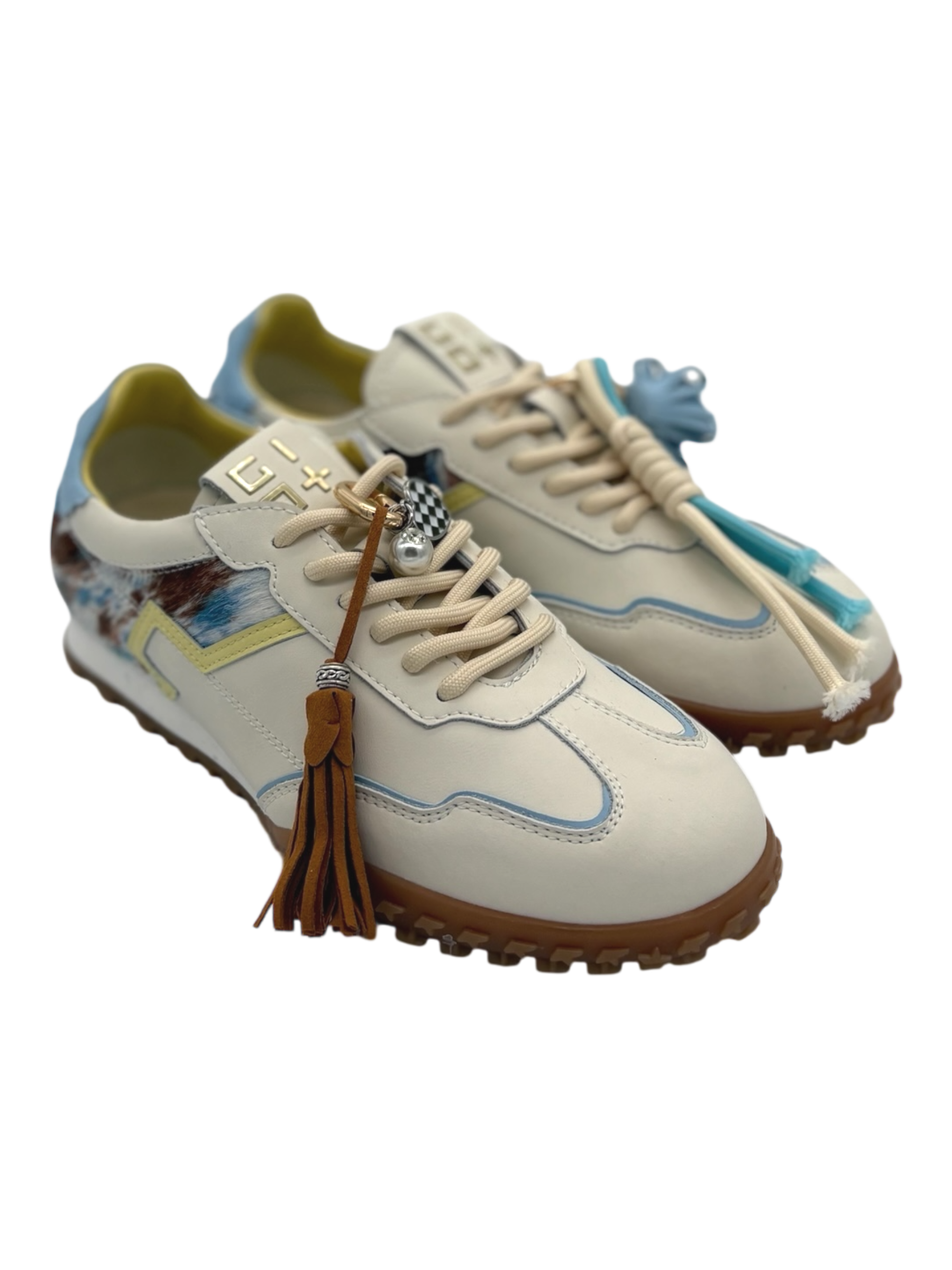 Sneakers pelle donna GIO+ Combi Mucca -Cielo 06 -