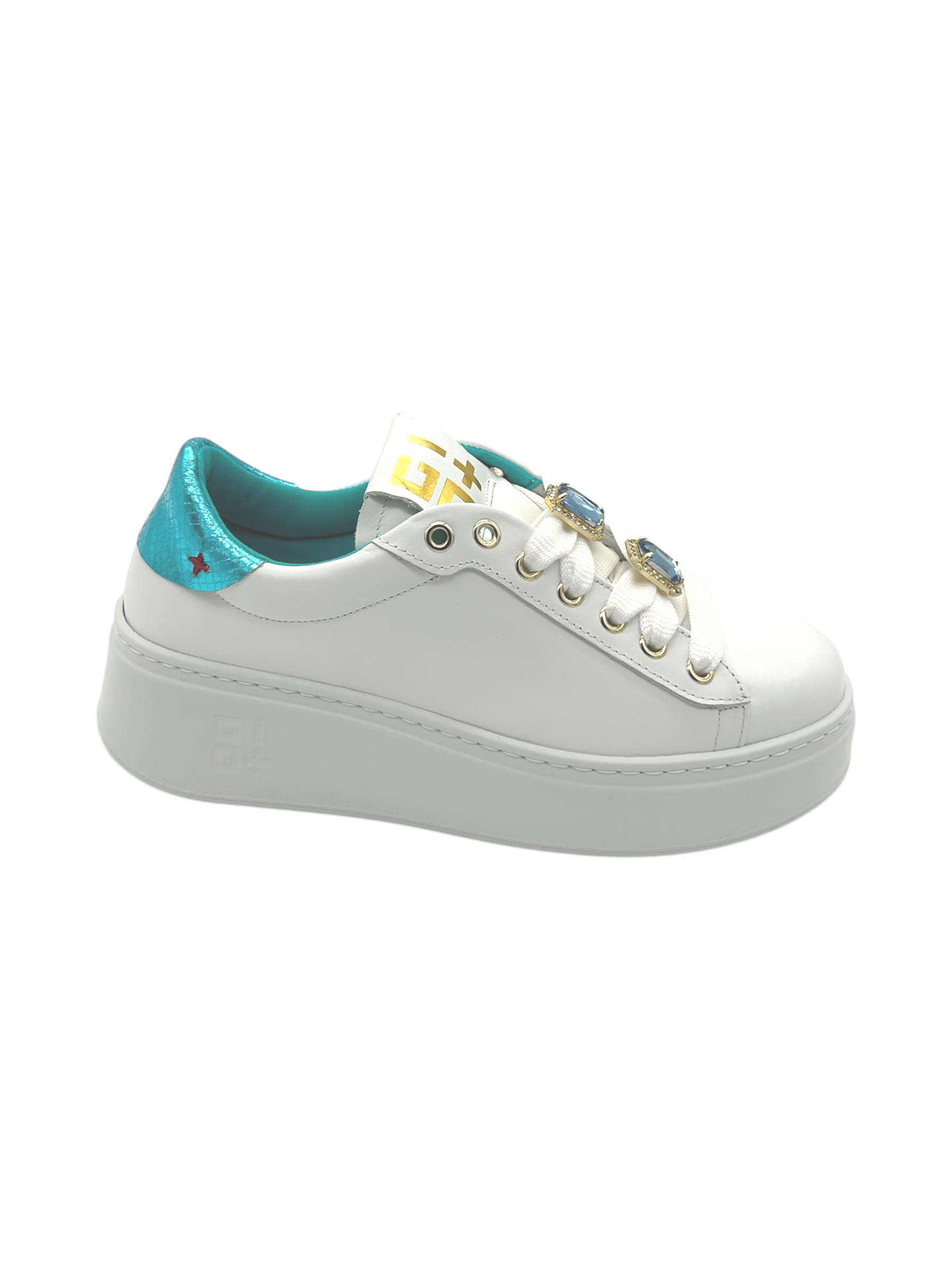 Sneakers pelle donna GIO+ Combi White Tarta Azzurro  - PIA252 A -