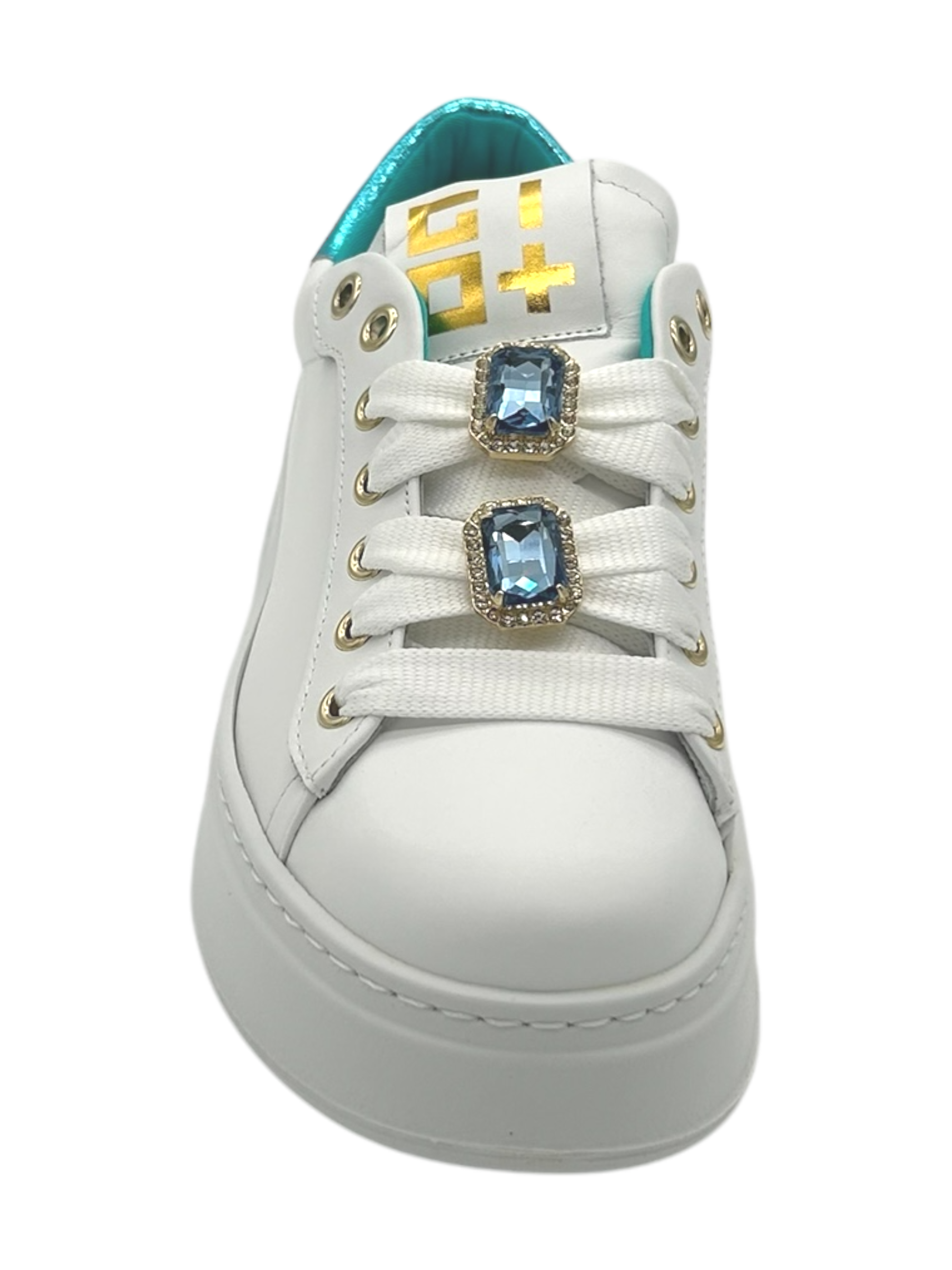 Sneakers pelle donna GIO+ Combi White Tarta Azzurro  - PIA252 A -