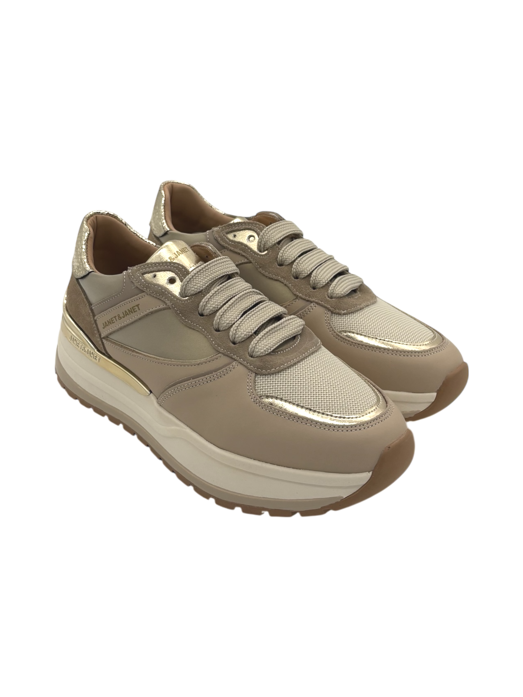 Sneakers pelle donna Janet & Janet Beige - J411 -