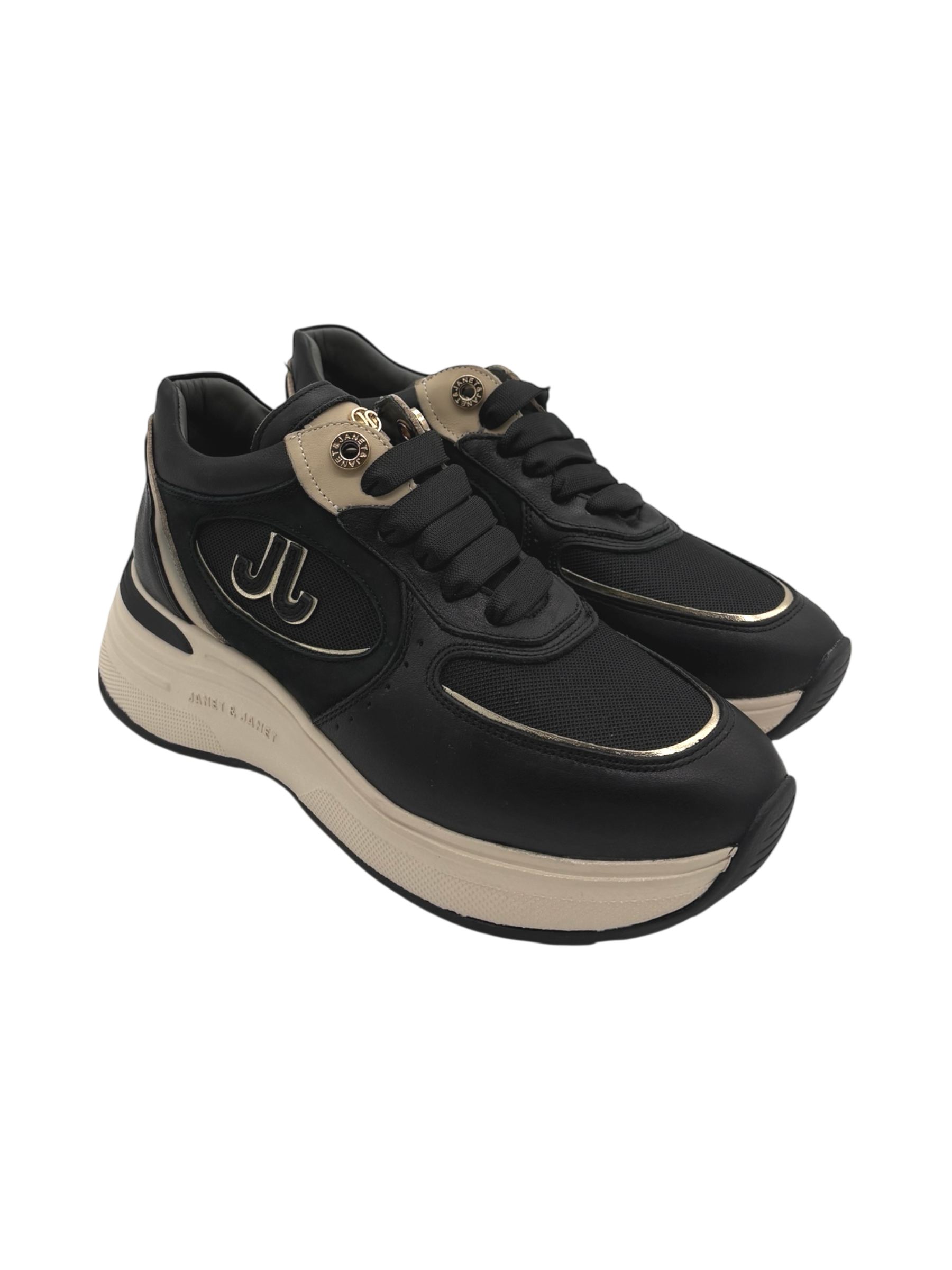 Sneakers pelle donna Janet & Janet Black -J380-