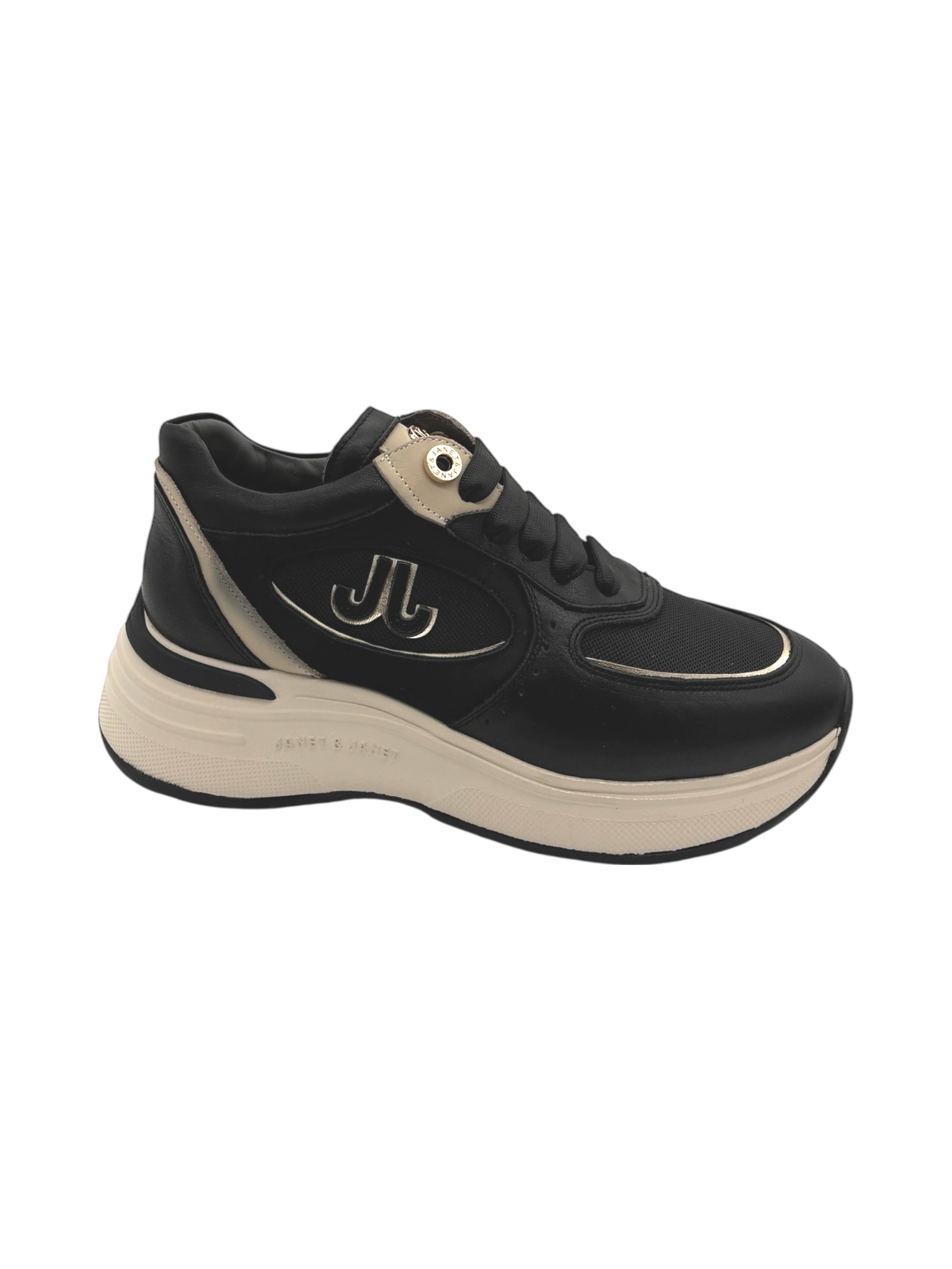 Sneakers pelle donna Janet & Janet Black -J380-
