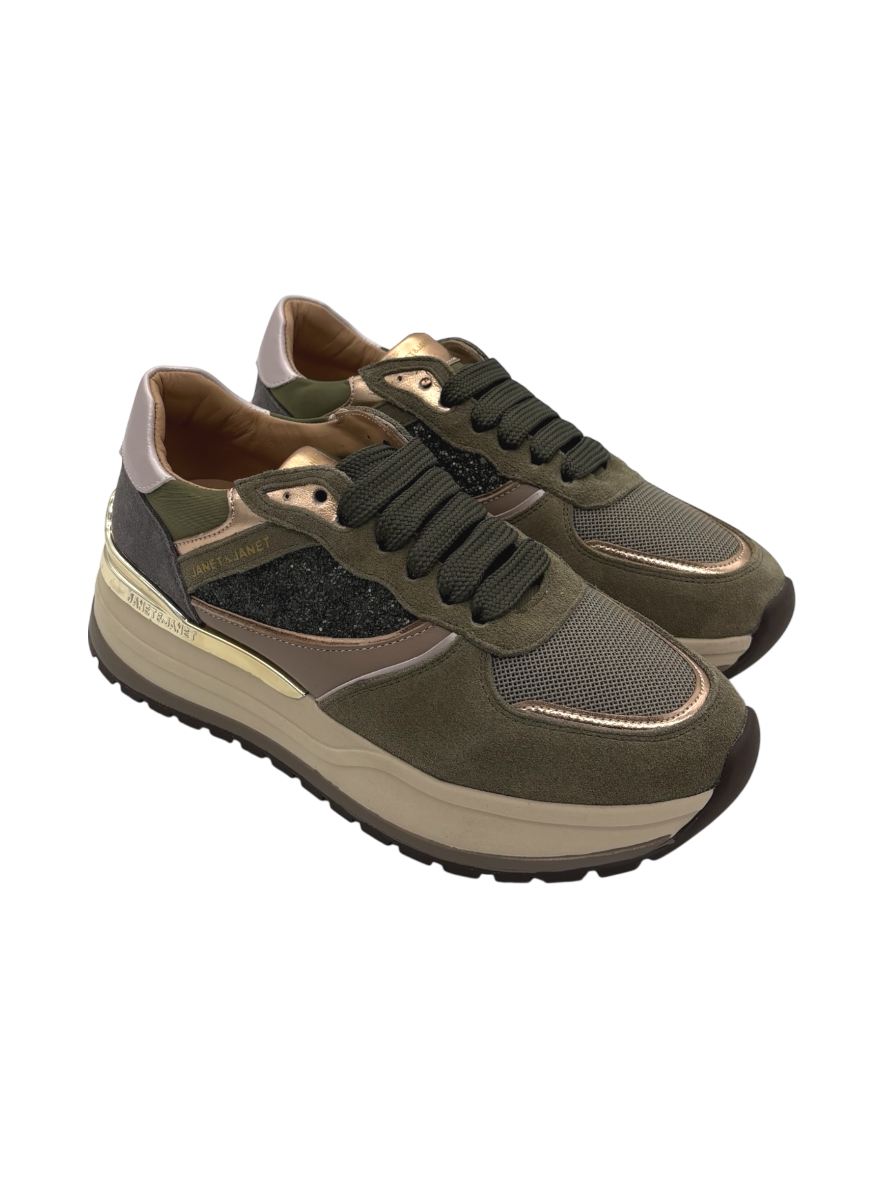 Sneakers pelle donna Janet & Janet Verde -J410-