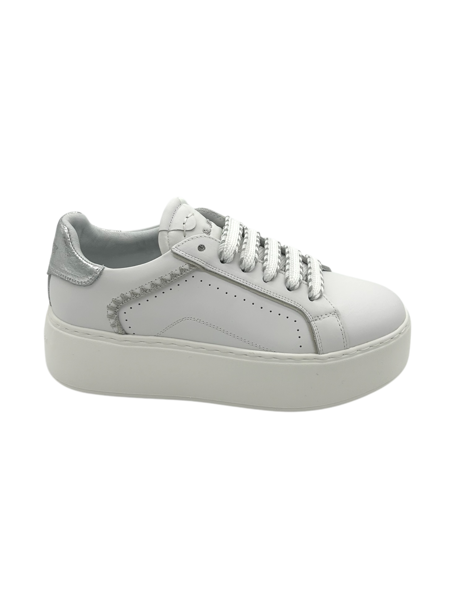 Sneakers pelle donna Janet & Janet White-Silver  -  Milano 002 -