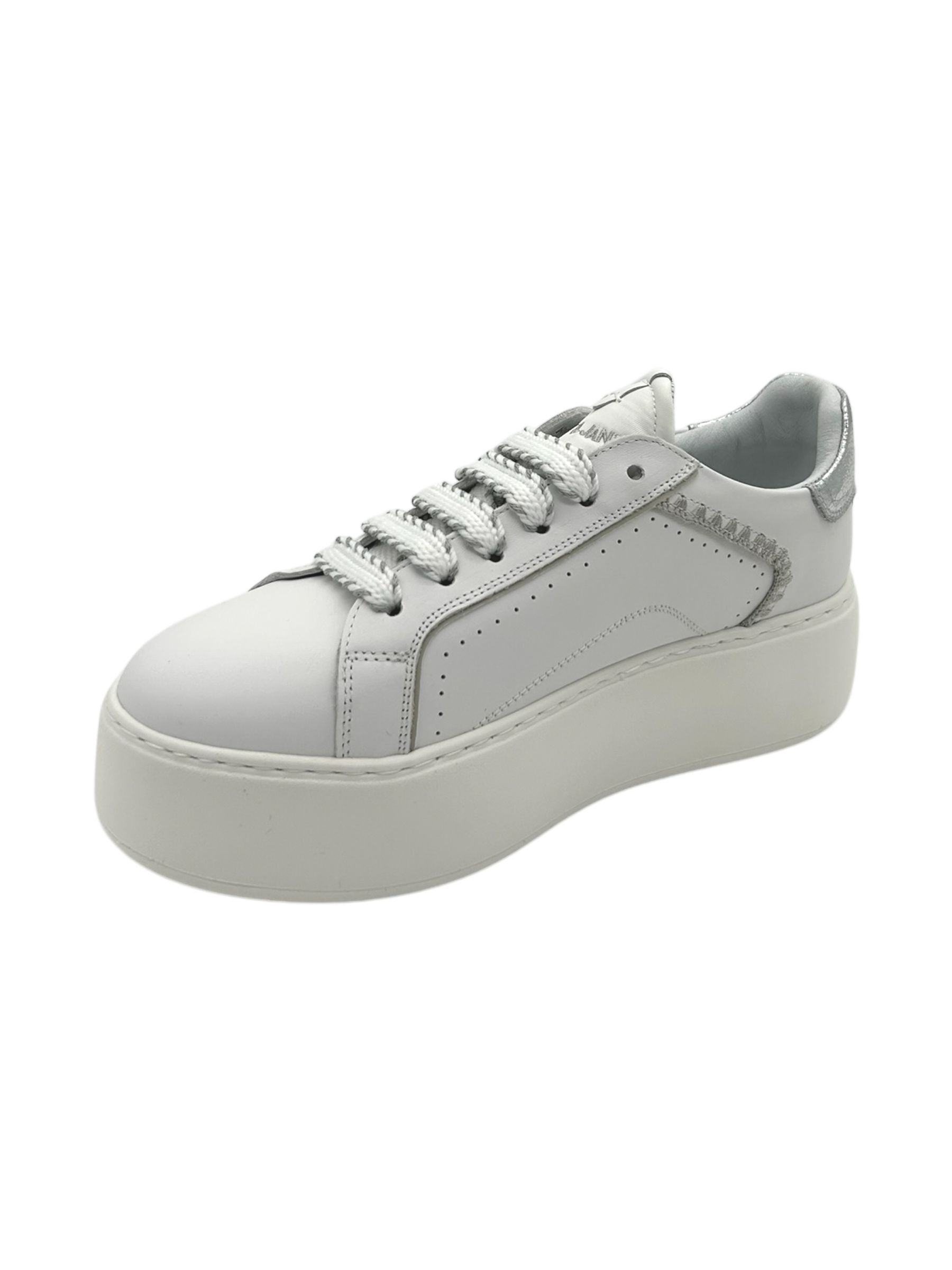 Sneakers pelle donna Janet & Janet White-Silver  -  Milano 002 -