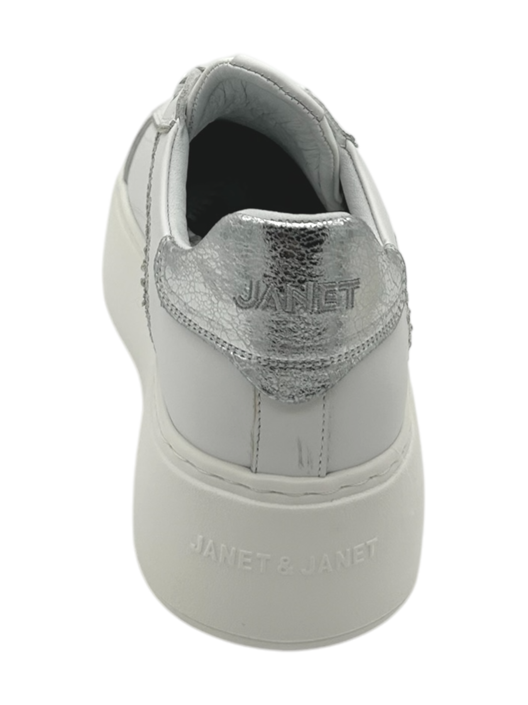 Sneakers pelle donna Janet & Janet White-Silver  -  Milano 002 -