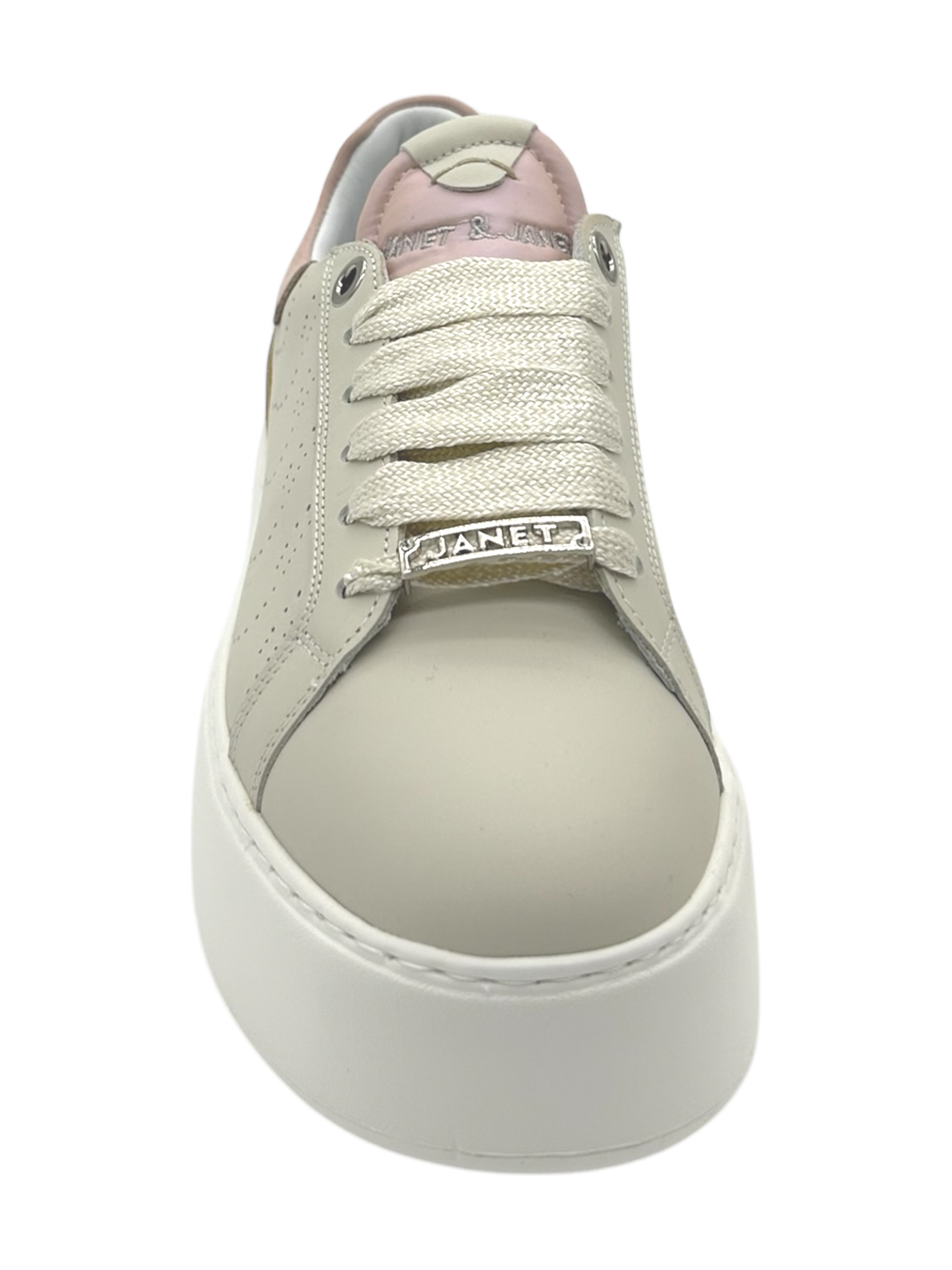 Sneakers pelle donna Janet & Janet White milk-Pink  -  Milano 001 -