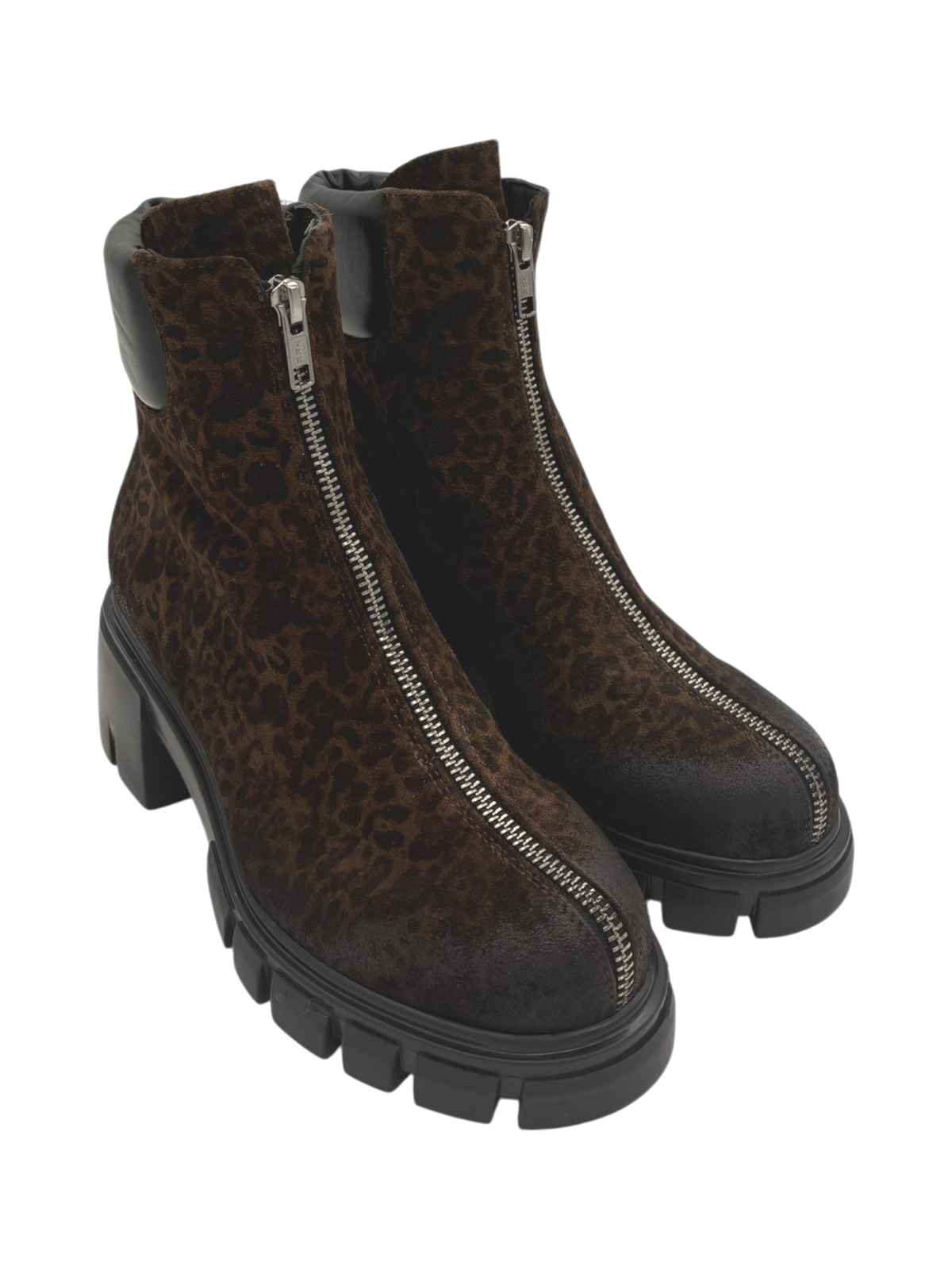 Stivaletto donna Fru.it 1000 in pelle leopardata testa moro