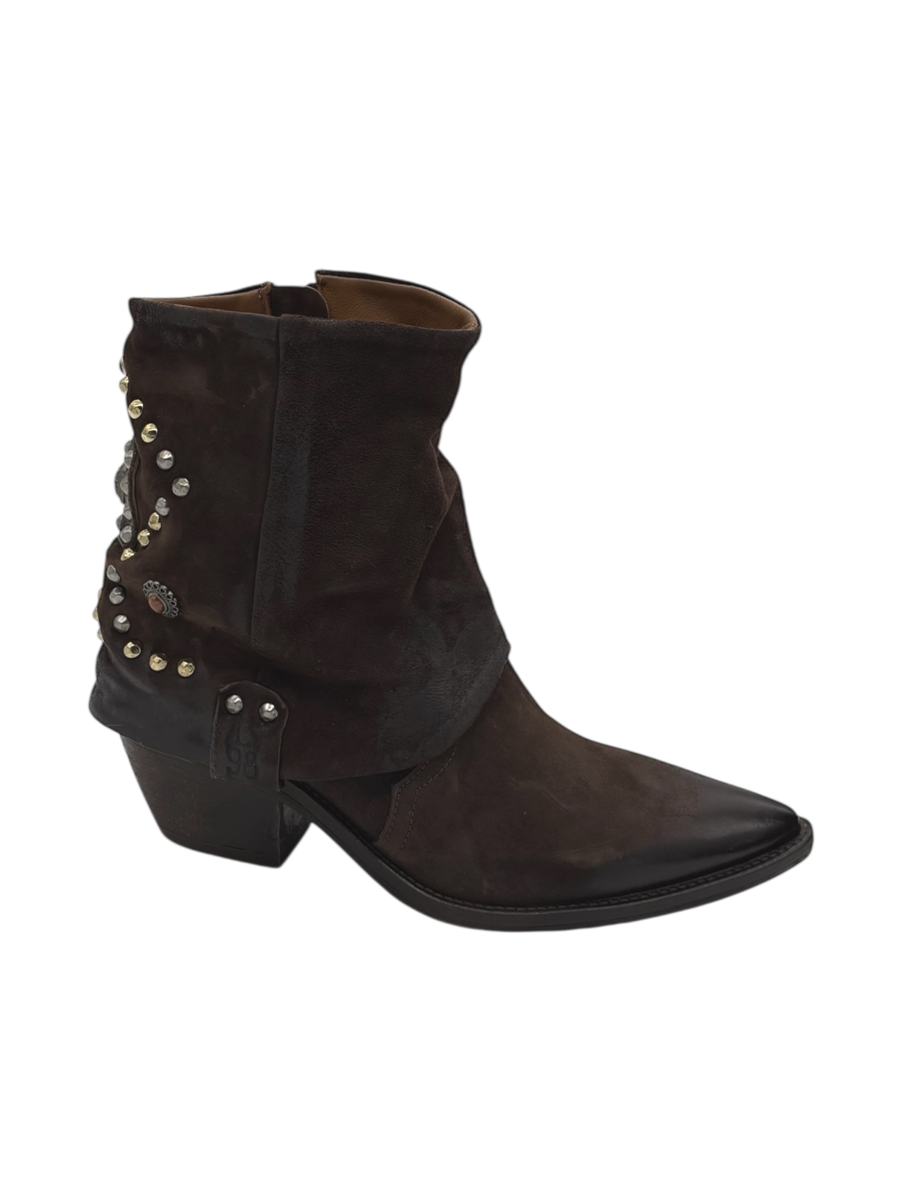 Stivaletto texano pelle donna AS98 Ebano - B84216 -