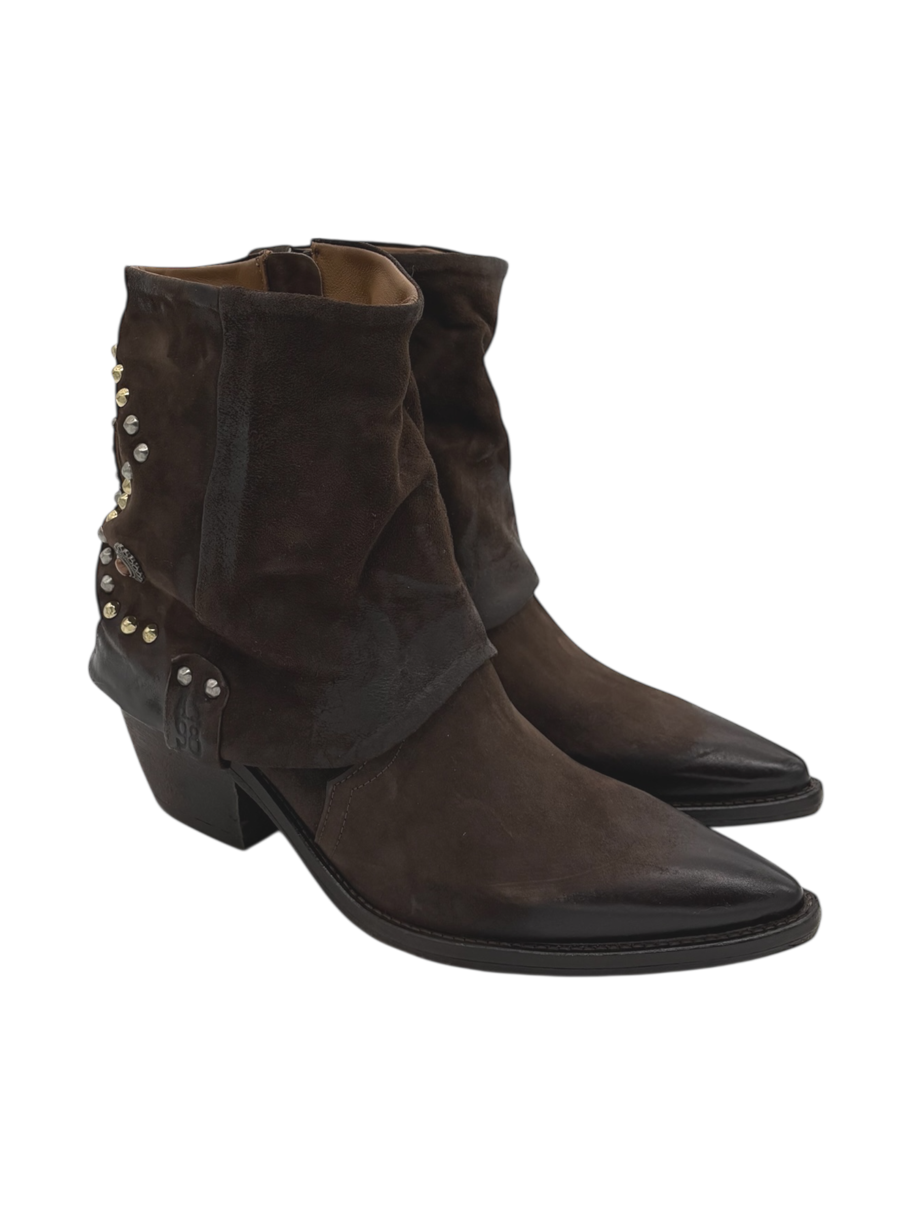 Stivaletto texano pelle donna AS98 Ebano - B84216 -