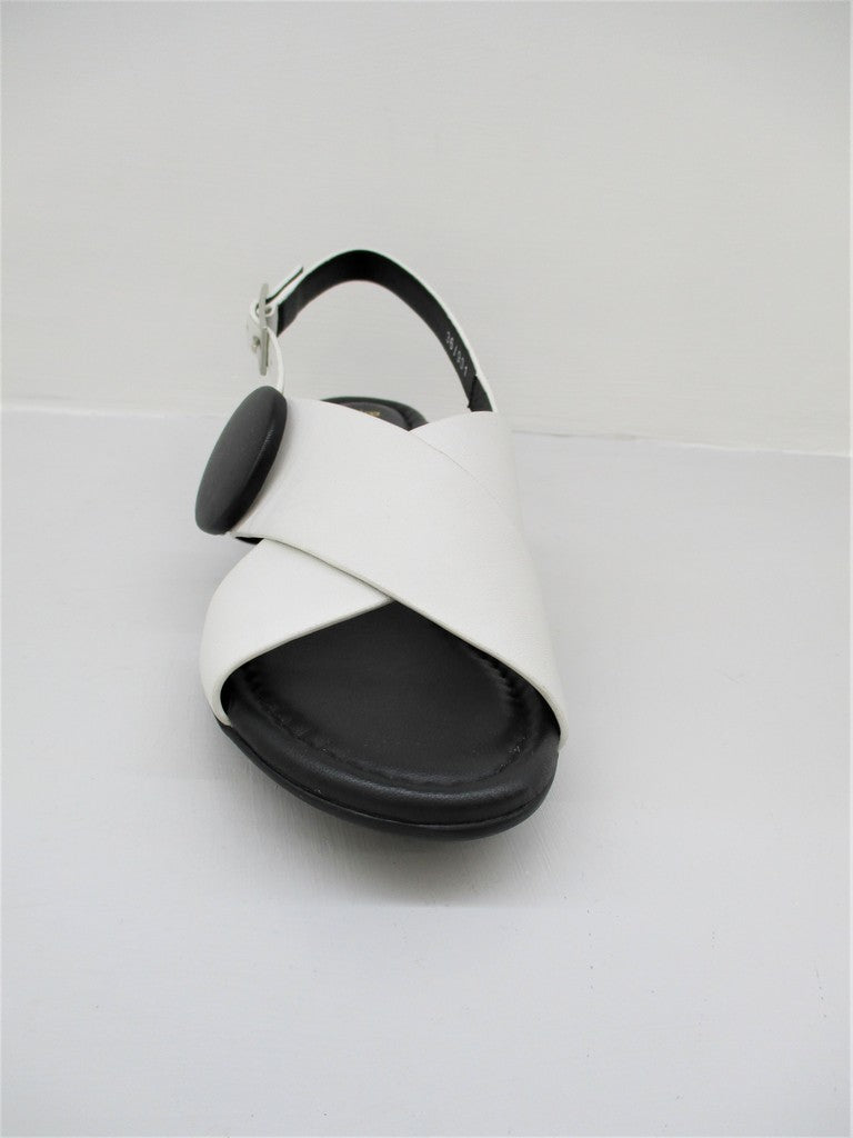 Sandalo pelle donna Barracuda's Bianco/Nero 0502