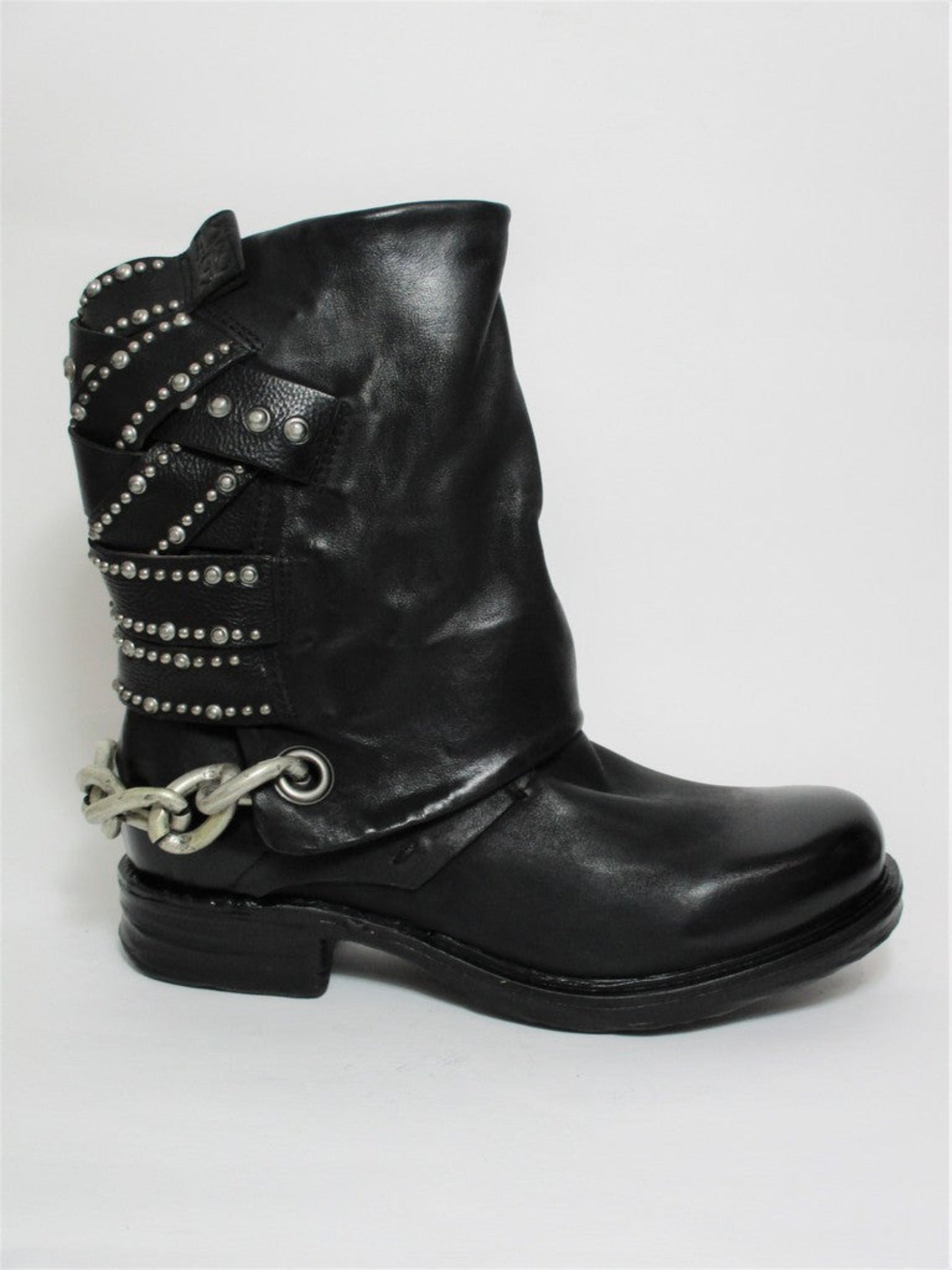 Women's leather ankle boot AS98 A50202 Black