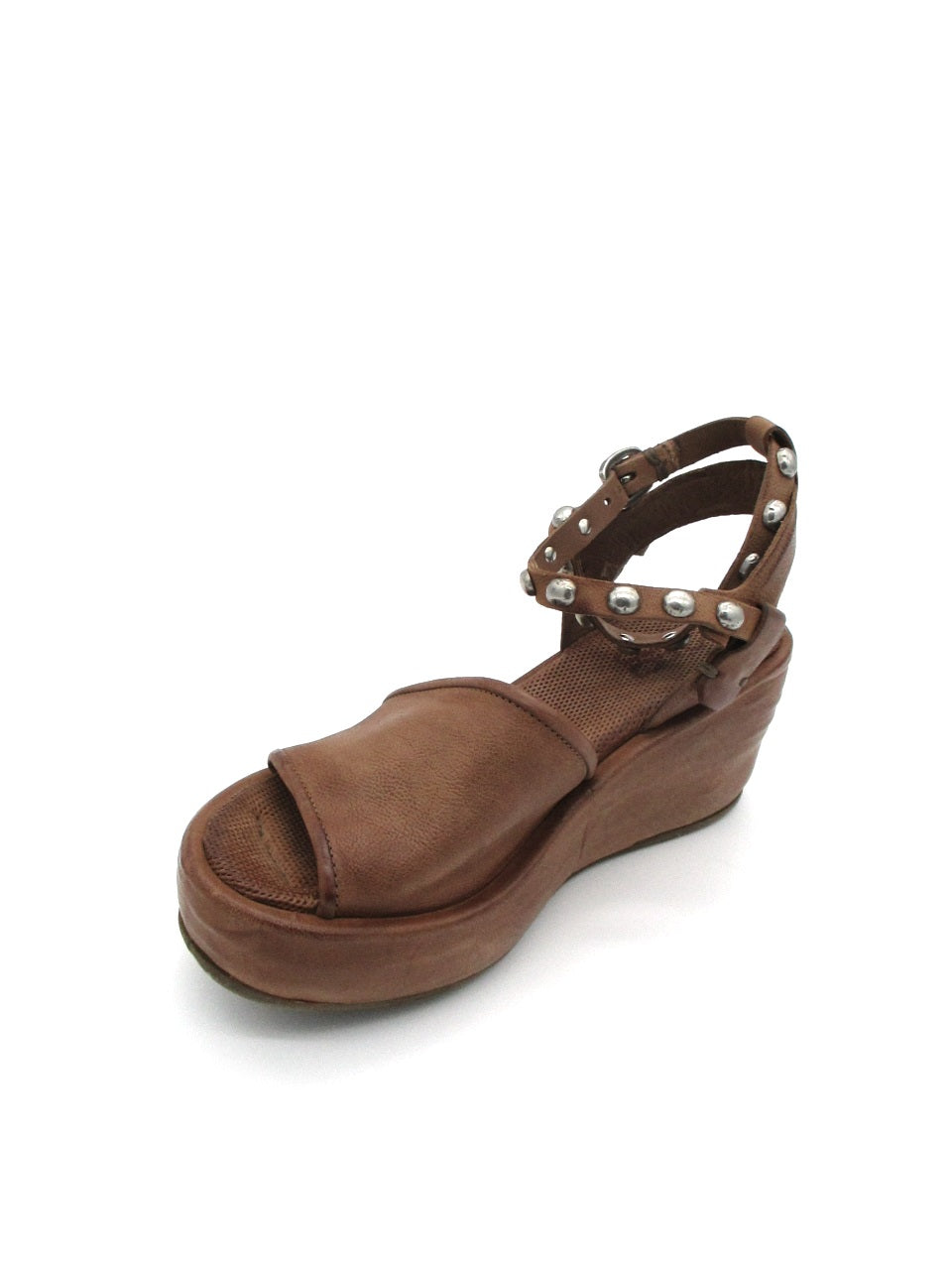 Sandalo zeppa in pelle donna As98 A76002 Calvados