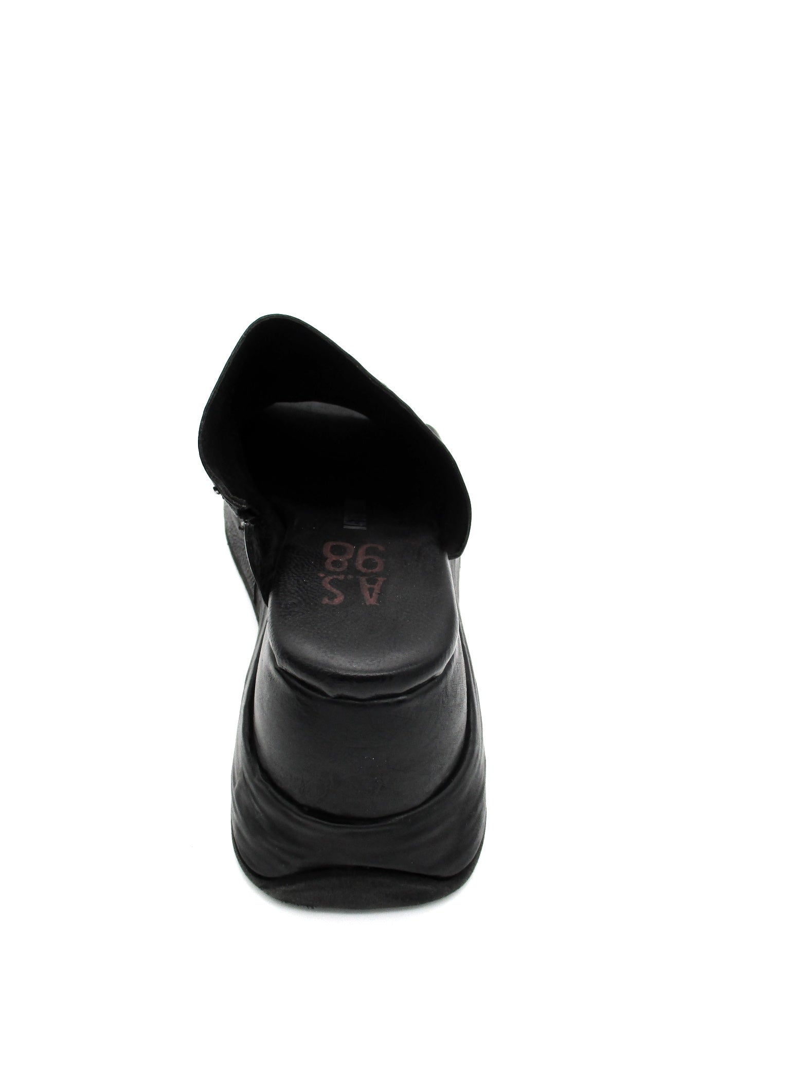 Sandalo in pelle zeppa donna As98 Reale Black - B27003 -